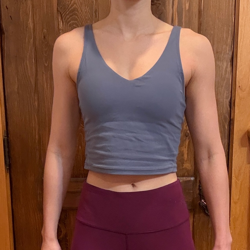 Dusty Blue Athletic Crop Top with Built in Bra (perfect for Soft Summer)